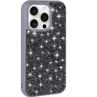 Apple iPhone 15 Pro Max Kılıf Parlak Taşlı Tasarım Zore Pırlanta Kapak - Gri