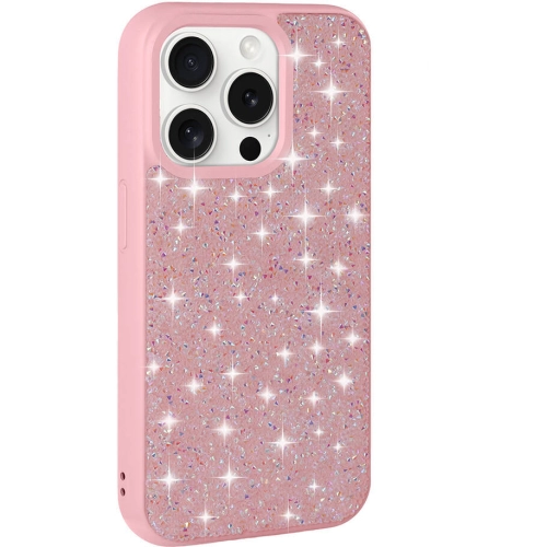 Apple iPhone 15 Pro Max Kılıf Parlak Taşlı Tasarım Zore Pırlanta Kapak - Pembe