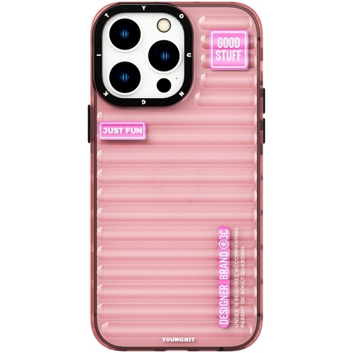 Apple iPhone 15 Pro Max Kılıf Şeffaf Renkli Tasarım YoungKit Fluorite Serisi Kapak - Pembe