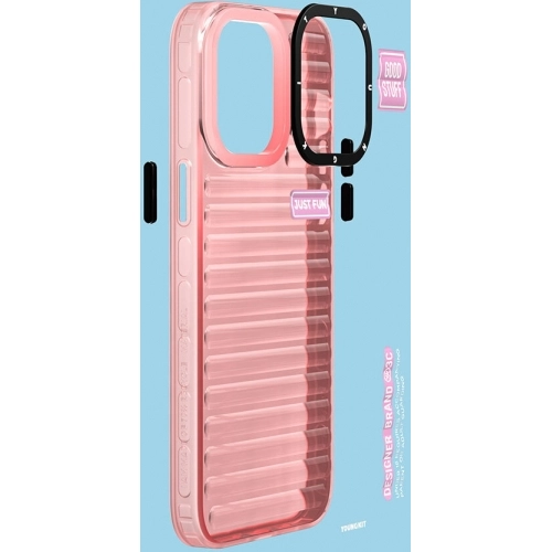 Apple iPhone 15 Pro Max Kılıf Şeffaf Renkli Tasarım YoungKit Fluorite Serisi Kapak - Pembe