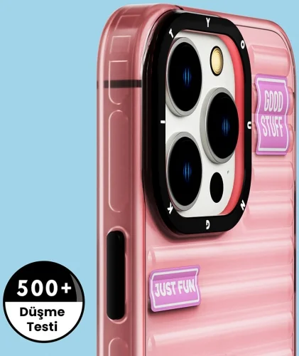 Apple iPhone 15 Pro Max Kılıf Şeffaf Renkli Tasarım YoungKit Fluorite Serisi Kapak - Pembe