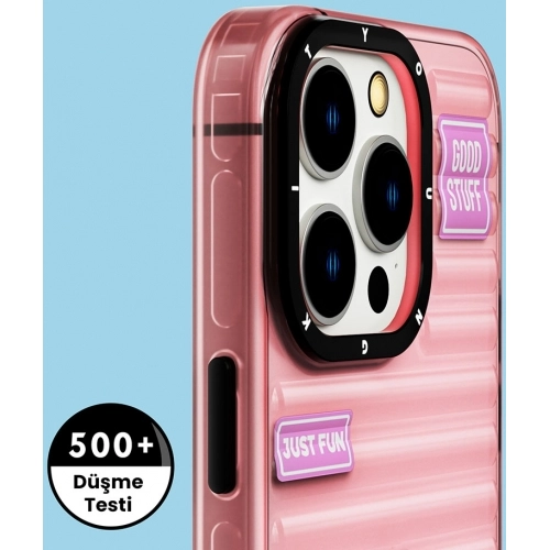 Apple iPhone 15 Pro Max Kılıf Şeffaf Renkli Tasarım YoungKit Fluorite Serisi Kapak - Pembe