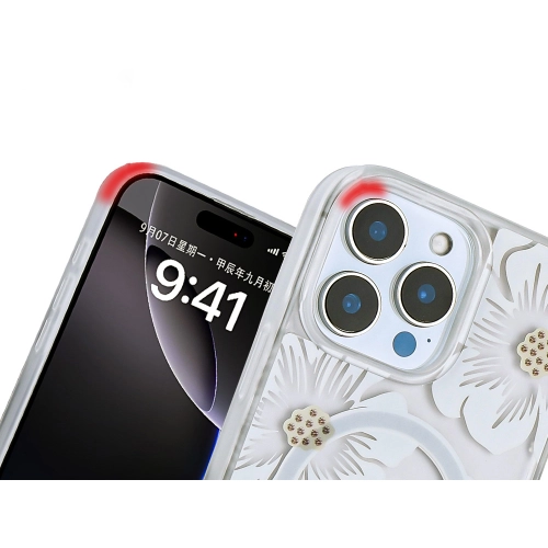 Apple iPhone 15 Pro Max (6.7) Kılıf Sıvılı Simli Baskılı Şeffaf Arka Yüzey Zore Mossa Silikon Kapak - Siyah