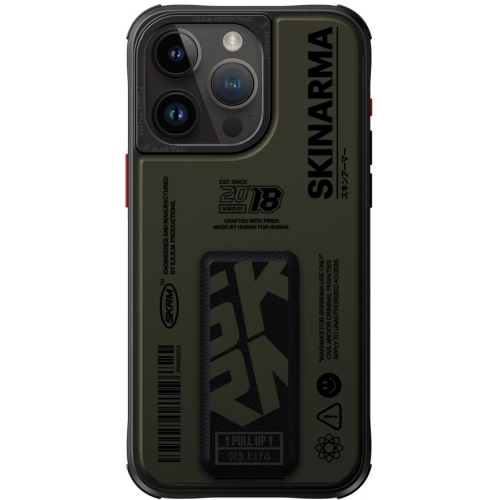 Apple iPhone 15 Pro Max Kılıf SkinArma Desenli Airbag Tasarımlı Standlı Spunk Kapak - Koyu Yeşil