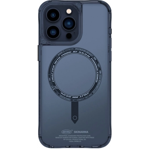 Apple iPhone 15 Pro Max Kılıf SkinArma Şeffaf Airbag Tasarımlı Magsafe Şarj Özellikli Saido Kapak - Mavi