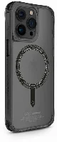 Apple iPhone 15 Pro Max Kılıf SkinArma Şeffaf Airbag Tasarımlı Magsafe Şarj Özellikli Saido Kapak - Siyah