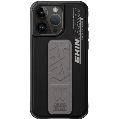 Apple iPhone 15 Pro Max Kılıf SkinArma Standlı Deri Görünümlü Slate Kapak - Gri