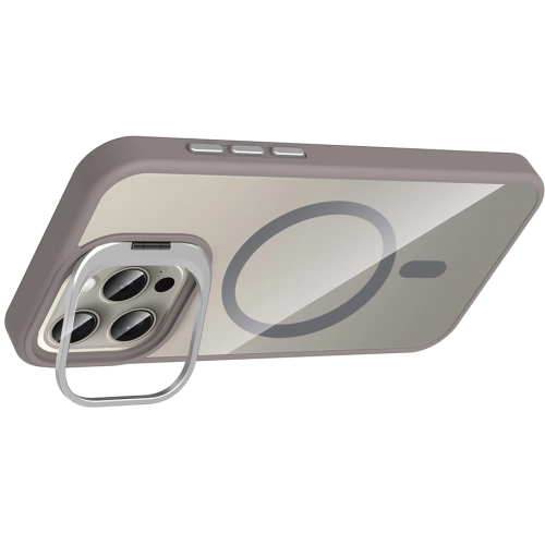 Apple iPhone 15 Pro Max (6.7) Kılıf Standlı ve Kamera Lens Hediyeli M-Safe Şarj Özellikli Etro Kapak - Siyah