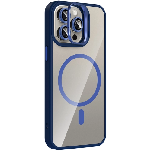 Apple iPhone 15 Pro Max (6.7) Kılıf Standlı ve Kamera Lens Hediyeli M-Safe Şarj Özellikli Etro Kapak - Derin Mor