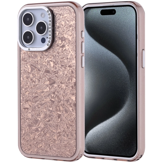 Apple iPhone 15 Pro Max (6.7) ile Uyumlu Kılıf Buzlu Parıltılı Lüks Kamera Lens Darbeye Dayanıklı Kapi Kapak - Gold