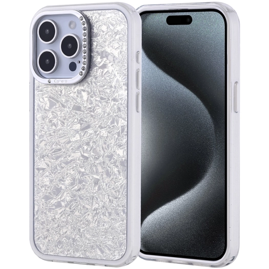 Apple iPhone 15 Pro Max (6.7) ile Uyumlu Kılıf Buzlu Parıltılı Lüks Kamera Lens Darbeye Dayanıklı Kapi Kapak - Gümüş