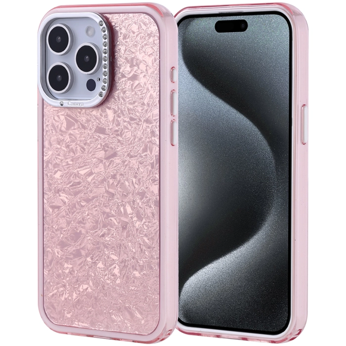 Apple iPhone 15 Pro Max (6.7) ile Uyumlu Kılıf Buzlu Parıltılı Lüks Kamera Lens Darbeye Dayanıklı Kapi Kapak - Pembe