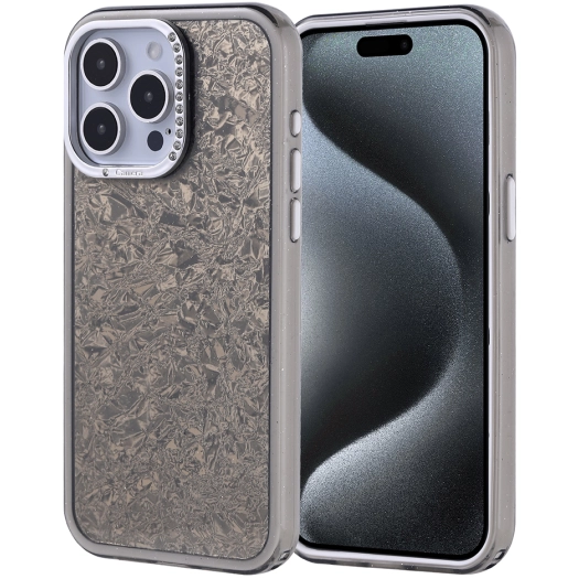 Apple iPhone 15 Pro Max (6.7) ile Uyumlu Kılıf Buzlu Parıltılı Lüks Kamera Lens Darbeye Dayanıklı Kapi Kapak - Siyah