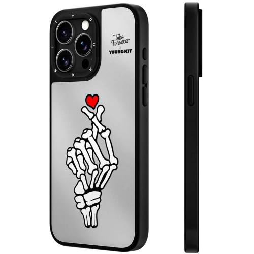 Apple iPhone 15 Pro Max (6.7) Kılıf Tobias Fonseca Tasarımlı Youngkit Mirror Kapak - Siyah-Beyaz