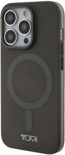 Apple iPhone 15 Pro Max (6.7) Kılıf TUMI Orjinal Lisanslı Magsafe Şarj Özellikli Buzlu Mat Kapak - Siyah