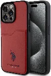 Apple iPhone 15 Pro Max (6.7) Kılıf U.S. Polo Assn. Orjinal Lisanslı Baskı Logolu PU Kartlıklı Kapak - Kırmızı