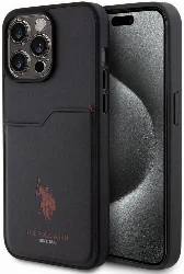 Apple iPhone 15 Pro Max (6.7) Kılıf U.S. Polo Assn. Orjinal Lisanslı Baskı Logolu PU Kartlıklı Kapak - Siyah