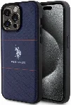 Apple iPhone 15 Pro Max (6.7) Kılıf U.S. Polo Assn. Orjinal Lisanslı Deri Şeritli Logo Dizayn Kapak - Lacivert