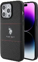 Apple iPhone 15 Pro Max (6.7) Kılıf U.S. Polo Assn. Orjinal Lisanslı Deri Şeritli Logo Dizayn Kapak - Siyah