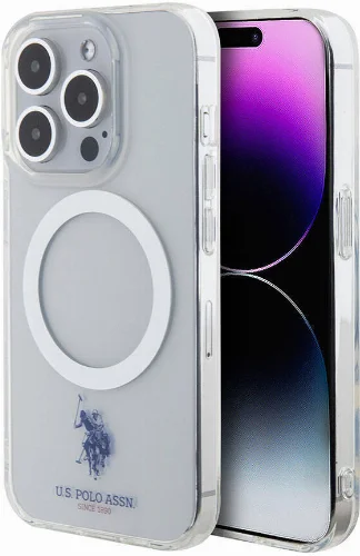 Apple iPhone 15 Pro Max (6.7) Kılıf U.S. Polo Assn. Orjinal Lisanslı Magsafe Şarj Özellikli Transparan Tasarım Kapak - Şeffaf