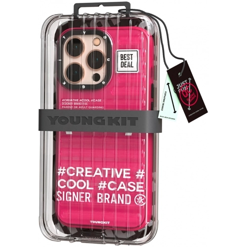 Apple iPhone 15 Pro Max Kılıf YoungKit Luggage FireFly Serisi Kapak - Pembe
