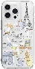 Apple iPhone 15 Pro Max Magsafe Şarj Özellikli Çizim Desenli Şok Önleyicili Şeffaf Switcheasy City-M Paris Kapak - Şeffaf