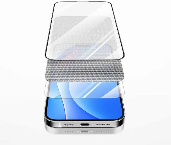 Apple iPhone 15 Pro Max Recci RSP-A05SD 3D HD Full Transparan Temperli Cam Ekran Koruyucu - Siyah