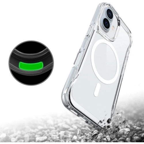 Apple iPhone 16 (6.1) Kılıf MagSafe Özellikli TPU Kenarları Esnek T-Max Kapak - Şeffaf