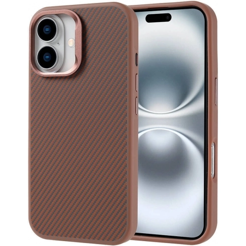 Apple iPhone 16 (6.1) Kılıf Magsafe Şarj Özellikli Karbon Fiber Görünümlü TPU Zore Troy Kapak - Gold