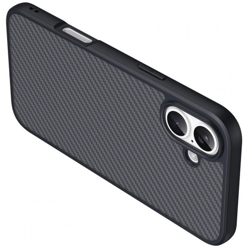 Apple iPhone 16 (6.1) Kılıf Magsafe Şarj Özellikli Karbon Fiber Tasarımlı Zore Elnino Kapak - Siyah