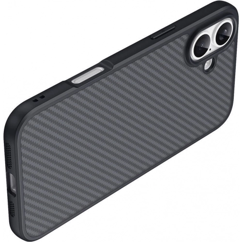 Apple iPhone 16 (6.1) Kılıf Magsafe Şarj Özellikli Karbon Fiber Tasarımlı Zore Elnino Kapak - Siyah