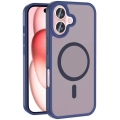Apple iPhone 16 (6.1) Kılıf Magsafe Şarj Özellikli Renkli Mat Arka Yüzey Sio Kapak - Lacivert