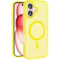 Apple iPhone 16 (6.1) Kılıf Magsafe Şarj Özellikli Renkli Mat Arka Yüzey Sio Kapak - Sarı