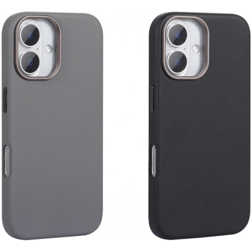 Apple iPhone 16 (6.1) Kılıf PU Deri Kılıf Magsafe Şarj Özellikli Kaymaz Adora Kapak - Gri