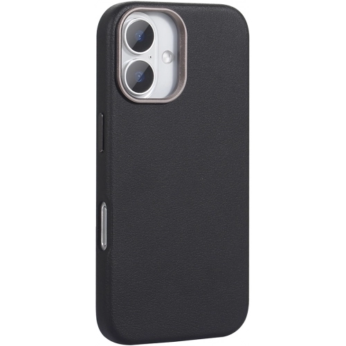 Apple iPhone 16 (6.1) Kılıf PU Deri Kılıf Magsafe Şarj Özellikli Kaymaz Adora Kapak - Siyah