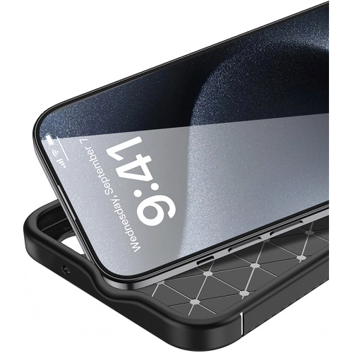 Apple iPhone 16 (6.1) Kılıf Silikon Parmak İzi Bırakmayan Karbon Soft Negro Kapak - Siyah