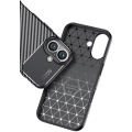 Apple iPhone 16 (6.1) Kılıf Silikon Parmak İzi Bırakmayan Karbon Soft Negro Kapak - Siyah