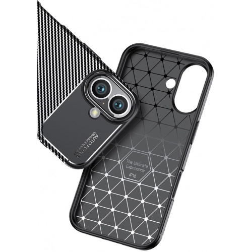 Apple iPhone 16 (6.1) Kılıf Silikon Parmak İzi Bırakmayan Karbon Soft Negro Kapak - Siyah