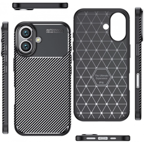 Apple iPhone 16 (6.1) Kılıf Silikon Parmak İzi Bırakmayan Karbon Soft Negro Kapak - Siyah