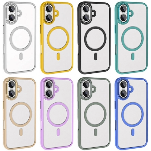 Apple iPhone 16 (6.1) Kılıf Wireless Şarj Özellikli Zore Krom Magsafe Silikon Kapak - Mavi