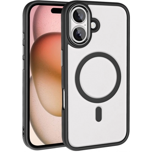 Apple iPhone 16 (6.1) Kılıf Wireless Şarj Özellikli Zore Krom Magsafe Silikon Kapak - Titanyum-Gri