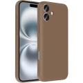 Apple iPhone 16 (6.1) Kılıf İçi Kadife Dokulu Kartlık Hazneli Mat Vitra Silikon Kapak - Kahverengi