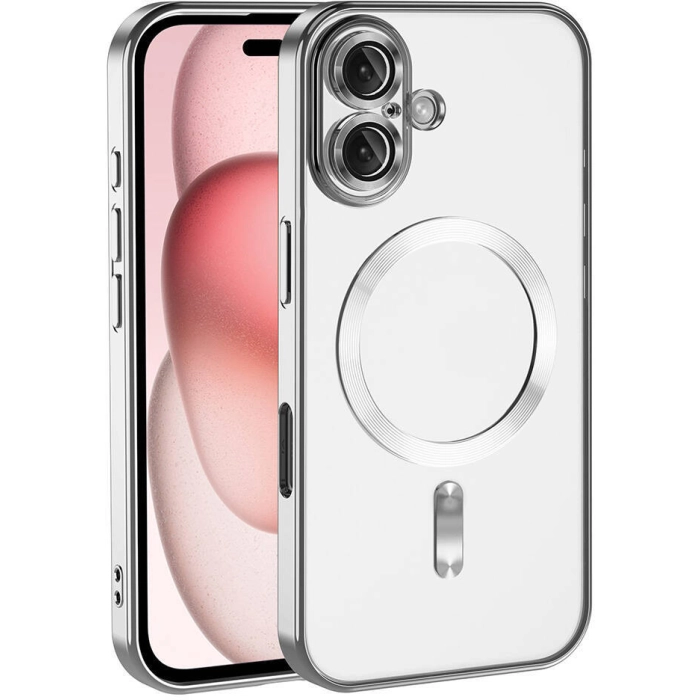 Apple iPhone 16 (6.1) Kılıf Kamera Korumalı Şeffaf Magsafe Wireless Şarj Özellikli Demre Kapak - Titanyum