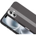 Apple iPhone 16 (6.1) ile Uyumlu Kılıf MagSafe Şarj Özellikli Karbon Fiber Görünümlü Gros Kapak - Gri-Siyah