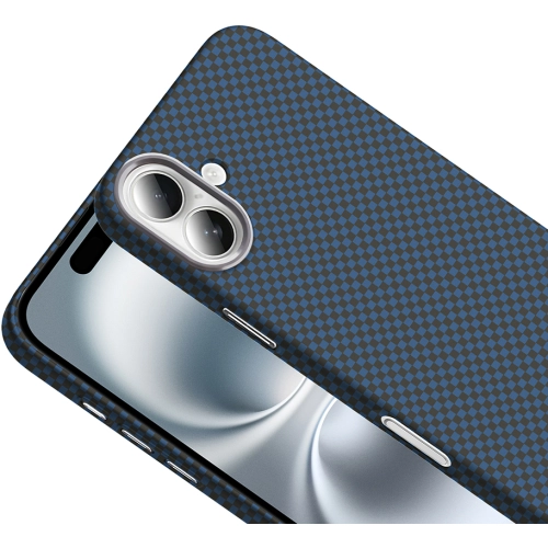 Apple iPhone 16 (6.1) ile Uyumlu Kılıf MagSafe Şarj Özellikli Karbon Fiber Görünümlü Gros Kapak - Siyah