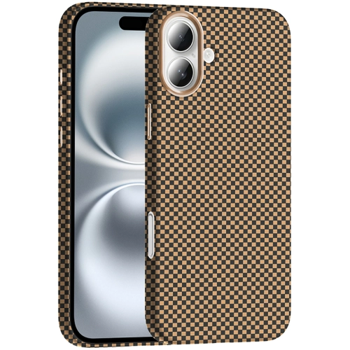 Apple iPhone 16 (6.1) ile Uyumlu Kılıf MagSafe Şarj Özellikli Karbon Fiber Görünümlü Gros Kapak - Desert Titanyum