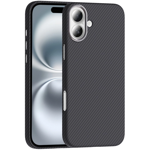 Apple iPhone 16 (6.1) ile Uyumlu Kılıf MagSafe Şarj Özellikli Karbon Fiber Görünümlü Gros Kapak - Siyah