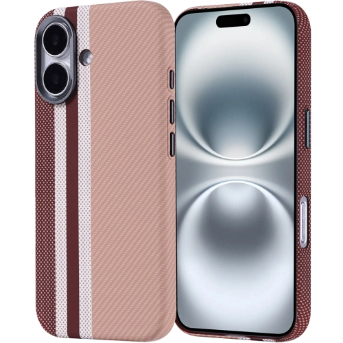 Apple iPhone 16 (6.1) Kılıf Magsafe Şarj Özellikli Karbon Fiber Görünümlü Zore Nekst Kapak - Gold