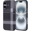 Apple iPhone 16 (6.1) Kılıf Magsafe Şarj Özellikli Karbon Fiber Görünümlü Zore Nekst Kapak - Gri-Siyah