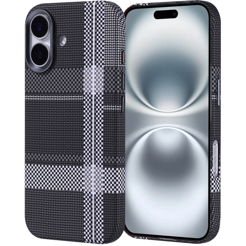 Apple iPhone 16 (6.1) Kılıf Magsafe Şarj Özellikli Karbon Fiber Görünümlü Zore Nekst Kapak - Gri-Siyah